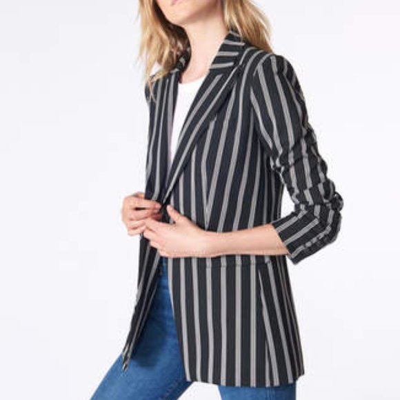 Veronica Beard Petra Striped Stripe Blogger Favorite Black White Blazer Jacket 2 - Picture 9 of 11